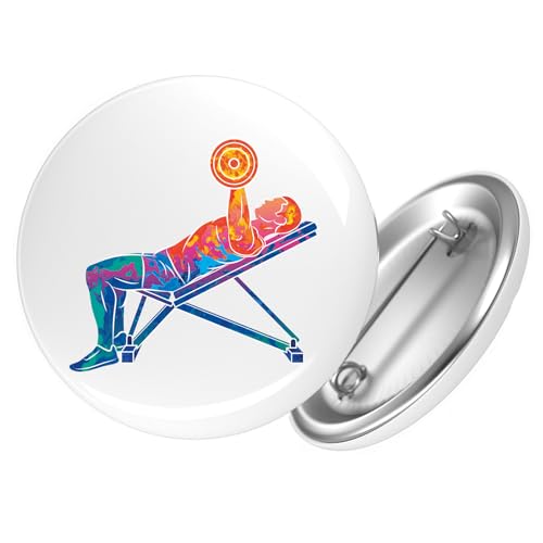 Huuraa Button Fitness Training Bench Press bunte Silhouette Geschenk Größe 25mm Fitness Training Geschenkidee von Huuraa