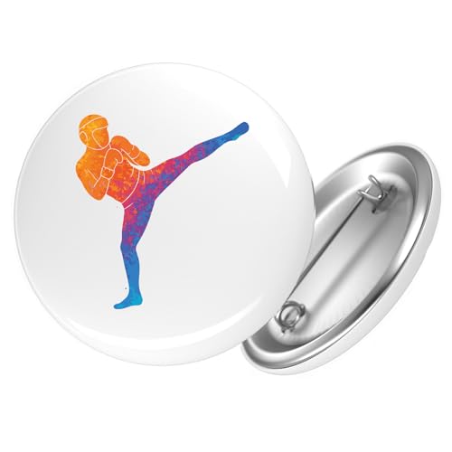 Huuraa Button Kickboxen bunte Silhouette Geschenk Größe 25mm Kickboxen Geschenkidee von Huuraa