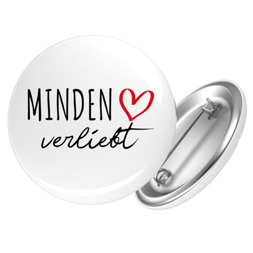 Huuraa Button Minden verliebt Ansteckbutton Größe 25mm mit Namen deiner Lieblingsstadt in Nordrhein-Westfalen Geschenk Idee für Freunde und Familie Huuraa Button Minden verliebt Ansteckbutton Größe 25mm mit Namen deiner Lieblingsstadt in Nordrhein-Westfalen Geschenk Idee für Freunde und Familie von Huuraa