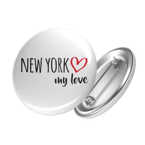 Huuraa Button New York My Love Ansteck Pin Größe 59mm für alle Fans von New York USA Geschenk Idee für Freunde und Familie von Huuraa