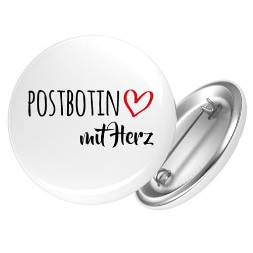 Huuraa Ansteckbutton Postbotin mit Herz Geschenk Größe 59mm Postbotin Accessoire von Huuraa