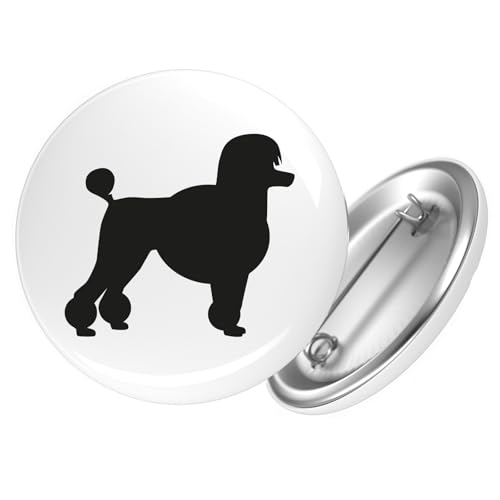 Huuraa Ansteckbutton Pudel Silhouette Geschenk Größe 59mm Pudel Accessoire von Huuraa