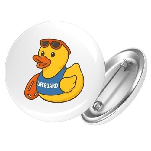 Huuraa Button Quietscheente Bademeister Gummiente Rettungsschwimmer Geschenk Größe 25mm Quietscheente Bademeister Geschenkidee von Huuraa