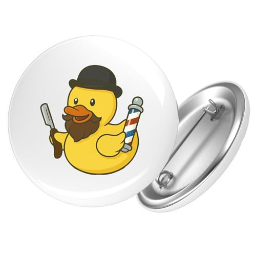 Huuraa Button Quietscheente Barbershop Comic Gummiente Geschenk Größe 25mm Quietscheente Barbershop Geschenkidee von Huuraa