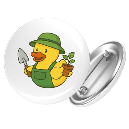 Huuraa Button Quietscheente Gartenbau Comic Gummiente Geschenk Größe 25mm Quietscheente Gartenbau Geschenkidee von Huuraa