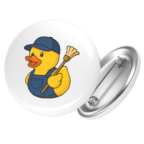 Huuraa Button Quietscheente Hausmeister Comic Gummiente Geschenk Größe 25mm Quietscheente Hausmeister Geschenkidee von Huuraa