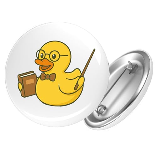 Huuraa Button Quietscheente Lehrer Comic Gummiente Geschenk Größe 25mm Quietscheente Lehrer Geschenkidee von Huuraa