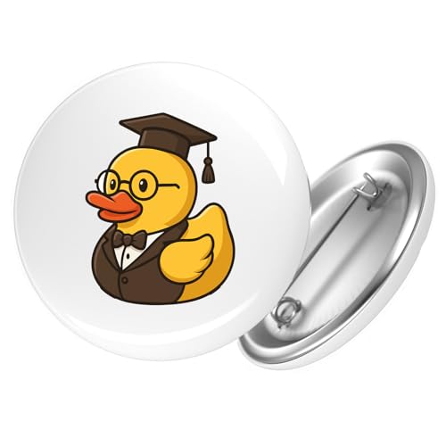 Huuraa Button Quietscheente Professor Gummiente Lehrer Geschenk Größe 25mm Quietscheente Professor Geschenkidee von Huuraa