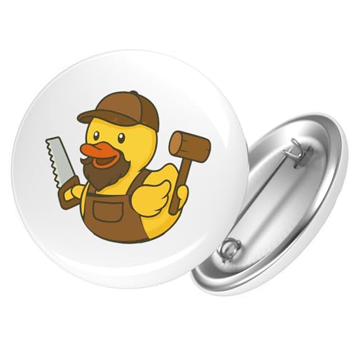 Huuraa Button Quietscheente Schreinerei Comic Gummiente Geschenk Größe 25mm Quietscheente Schreinerei Geschenkidee von Huuraa