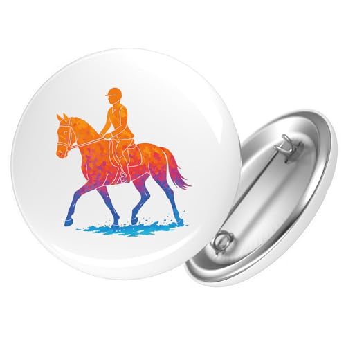 Huuraa Button Reiten bunte Silhouette Geschenk Größe 25mm Reiten Geschenkidee von Huuraa