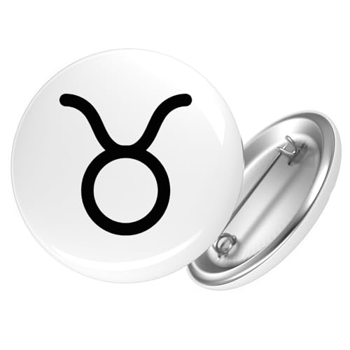 Huuraa Button Stier Sternzeichen Zeichen Ansteckbutton Größe 25mm mit Tierkreiszeichen Symbol Geschenk Idee für Freunde und Familie von Huuraa