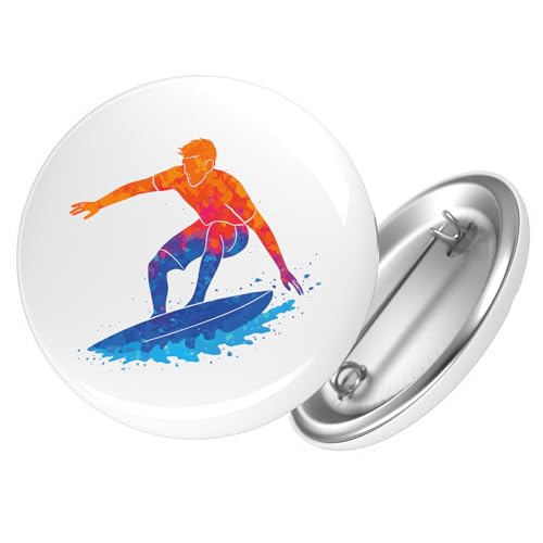 Huuraa Button Surfen bunte Silhouette Geschenk Größe 25mm Surfen Geschenkidee von Huuraa