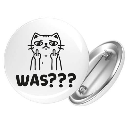 Huuraa Button Was? grimmige Katze Geschenk Größe 25mm Was? Geschenkidee von Huuraa