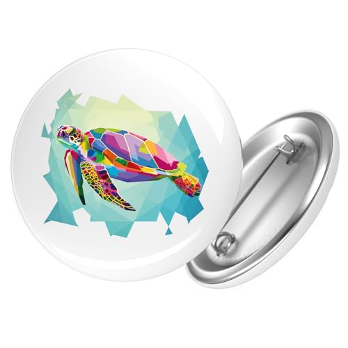 Huuraa Button Wasserschildkröte Colorful Geschenk Größe 25mm Wasserschildkröte Geschenkidee von Huuraa