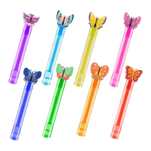 Bubble Wand, Small Butterfly Wands, Party Favors 8 Pieces, 4.33in Kids Bath Toys, Classroom Prizes, Photo Props, Goodie Bag Stuffers, Indoor, Outdoor Fun, Goodie Bags von Huvqianu