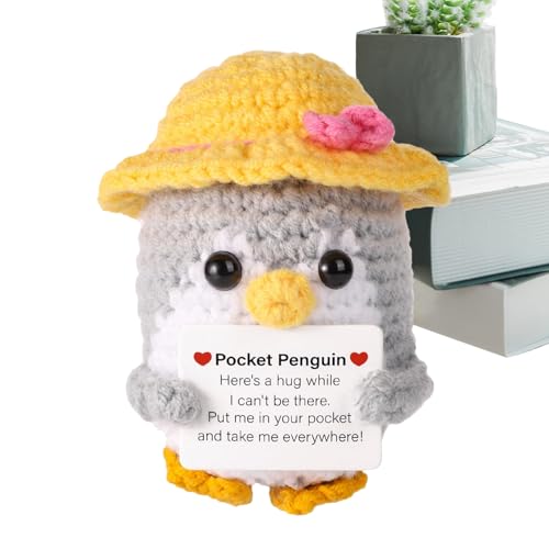 Cute Penguin Pocket Hug Doll, Mini Positive Message Toy, Animal Plush Keepsake Gift, Uplifting Sentiment Card, for Kids, Adults, Family, Friends, reassuring Token von Huvqianu
