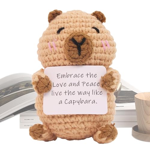 Funny Positive Capybara, Cute Crochet Knitted Doll, Handmade Cheer Up Plush Toy, Inspirational Comfort with Encouraging Card for Positivity and Motivation Funny Positive Capybara, Cute Crochet Knitted Doll, Handmade Cheer Up Plush Toy, Inspirational Comfort with Encouraging Card for Positivity and Motivation von Huvqianu