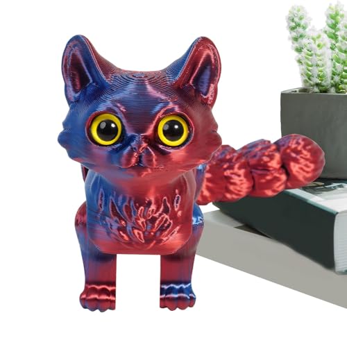 Huvqianu 3D Printed Cat, Fidget Animal Figurines, 5.91x1.18in Realistic Movable Joints, Desktop Decor Collectible, Authentic Lightweight Design for Easter Birthday Christmas Party Use von Huvqianu