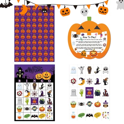 Huvqianu Card Games Travel, 24 Players Set, 7x5in Gathering Table Toy, Halloween Bingo Edition, Portable Compact Design for Family Camping, Home Social, School Vacation, Classroom von Huvqianu