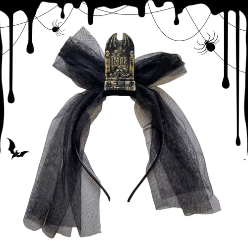 Huvqianu Halloween Kopfschmuck | Gothic Party Grabstein Stirnband Mit Schleier,Horror Halloween Kostümzubehör Haarspange Für Karneval Maskenbälle Cosplay Huvqianu Halloween Kopfschmuck | Gothic Party Grabstein Stirnband Mit Schleier,Horror Halloween Kostümzubehör Haarspange Für Karneval Maskenbälle Cosplay von Huvqianu