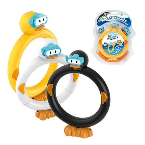 Huvqianu Kids Water Toys, Cute Diving Duck Swimming Toys, 8.64x5.51in Colorful Sinking Dive Sticks, 3pcs Underwater Game Rings, Pool Plaything for Swimming Party, Fun Training von Huvqianu