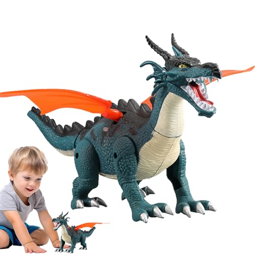 Huvqianu Light Up Dinosaur, Electric Walking Toy, 11.81x4.13in Battery Operated Mist Spraying Dinosaurs, Realistic Sounds and Lights, Fun Educational Toys for Home, Kindergarten Play von Huvqianu
