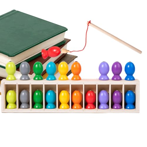 Huvqianu Magnetisches Angelspielzeug für Kinder,Farben Zuordnungsspiel - Lernspielzeug Aus Holz Mit Paarungsfunktion Für Kinder Schule Reise Weihnachtsfeier Ostergeschenk von Huvqianu