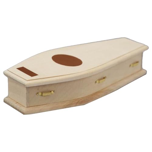 Huvqianu Miniatur-Sarg, Kleine Puppenhausmöbel Und, Unbehandelter Holz Mini-Sarg, Puppenhausmöbel Für Halloween Deko Vitrinenschrank von Huvqianu