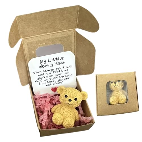 Huvqianu Taschenbär – Bärenpuppe – Mini-Handgefertigtes Tier-Andenken für Erwachsene, Liebhaber, Frauen, Freunde, Kinder, Glück von Huvqianu