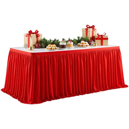Huvqianu Tischrock, rechteckig, plissiert, Weihnachtsdekorationen für drinnen und draußen, Babyparty, Event, Geburtstag, Hochzeit, Geschlechtsoffenbarung, Party von Huvqianu