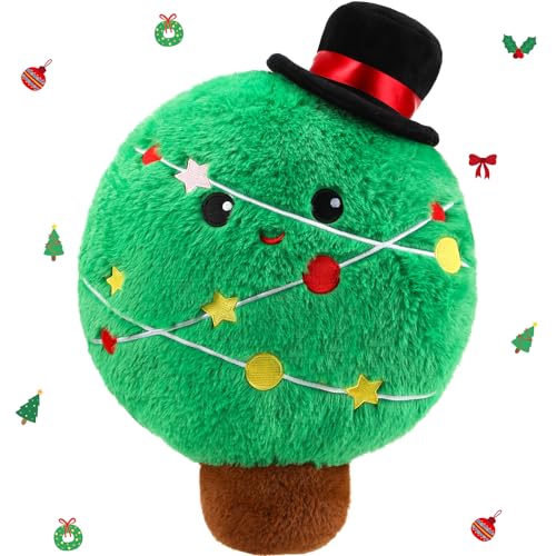 Huwena Weihnachtsbaumkissen, weich, kuschelig, gefüllt, groß, flauschig, für Weihnachten, Urlaub, Neujahr, Party, Geschenk, Zuhause, Schlafzimmer, Büro, Sofa-Dekor, 35,6 cm von Huwena