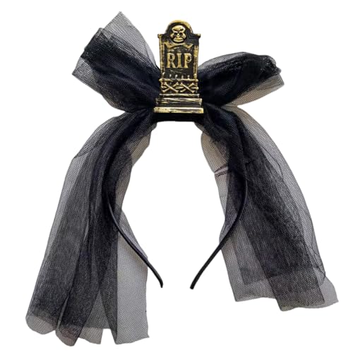 Huxibai Halloween Kopfschmuck | Gothic Party Grabstein Stirnband Mit Schleier | Horror Halloween Kostümzubehör Haarspange Für Karneval Maskenbälle Cosplay von Huxibai