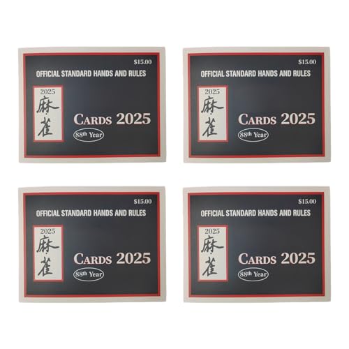 Huxibai Mahjong Karten 2025 Klassisches Spiel, Set mit 4 Karten mit Regelung für Spiele, Zubehör Große Zeichen für Bewertung Archivierung Praktisches Lesen Turnier von Huxibai