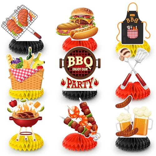 9 Stück BBQ-Mittelstücke für Babypartys, Sommer-Grill-Mittelstücke, Sommer-Grill-Tischdekoration, BBQ-Thema, Waben-Mittelstücke für Picknick, Party, Dekorationen, Sommer, Grill, Urlaub, Zubehör 9 Stück BBQ-Mittelstücke für Babypartys, Sommer-Grill-Mittelstücke, Sommer-Grill-Tischdekoration, BBQ-Thema, Waben-Mittelstücke für Picknick, Party, Dekorationen, Sommer, Grill, Urlaub, Zubehör von Huxolynifty
