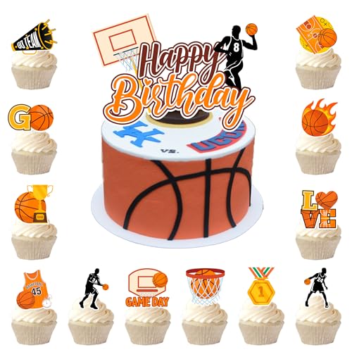 Basketball Kuchen Topper, 25 Pcs Basketball Kucheneinsatz Set - Basketball Geburtstagstorte Dekoration & Basketball Cupcake Topper Basketball Thema Cupcake Topper für Basketball Geburtstag Party Deko Basketball Kuchen Topper, 25 Pcs Basketball Kucheneinsatz Set - Basketball Geburtstagstorte Dekoration & Basketball Cupcake Topper Basketball Thema Cupcake Topper für Basketball Geburtstag Party Deko von Huxolynifty