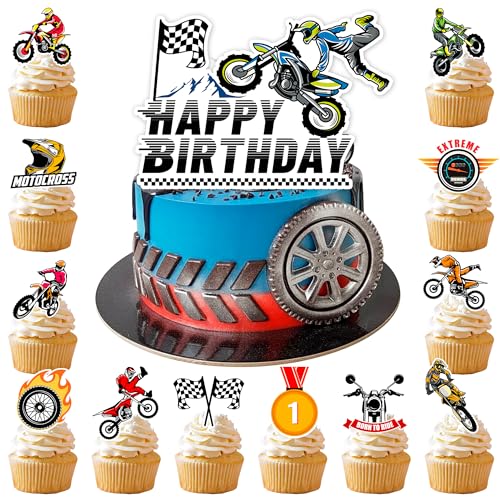 Kuchendekoration mit Motorradmotiv, 24 Pcs Motorrad Cupcake Topper Motorrad Cupcake Dekorationen & 1 Pcs Motorrad Kuchen Topper Tortendeko Motorrad für Motorrad Deko Geburtstag Kuchendekoration mit Motorradmotiv, 24 Pcs Motorrad Cupcake Topper Motorrad Cupcake Dekorationen & 1 Pcs Motorrad Kuchen Topper Tortendeko Motorrad für Motorrad Deko Geburtstag von Huxolynifty