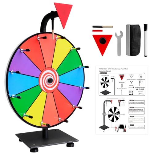 30,5 cm schweres, drehbares Preisrad – Preisspinner | 12 Steckplätze Farb-Roulette-Spinner | Glücksrad, Tisch-Spinner, 12 Farben editierbares Glücksrad für Wahrheit oder Pflicht Spiel, Kinder 30,5 cm schweres, drehbares Preisrad – Preisspinner | 12 Steckplätze Farb-Roulette-Spinner | Glücksrad, Tisch-Spinner, 12 Farben editierbares Glücksrad für Wahrheit oder Pflicht Spiel, Kinder von Huyeruie