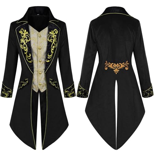 Herren Steampunk-Piratenjacke – Gothic Prinz Viktorianischer Gehrock | Mittelalterlicher Frack Jacke | Gothic Mittelalter Gehrock | Stickerei Vintage Gothic Steampunk für Kostüm Zirkus Herren Steampunk-Piratenjacke – Gothic Prinz Viktorianischer Gehrock | Mittelalterlicher Frack Jacke | Gothic Mittelalter Gehrock | Stickerei Vintage Gothic Steampunk für Kostüm Zirkus von Huyeruie