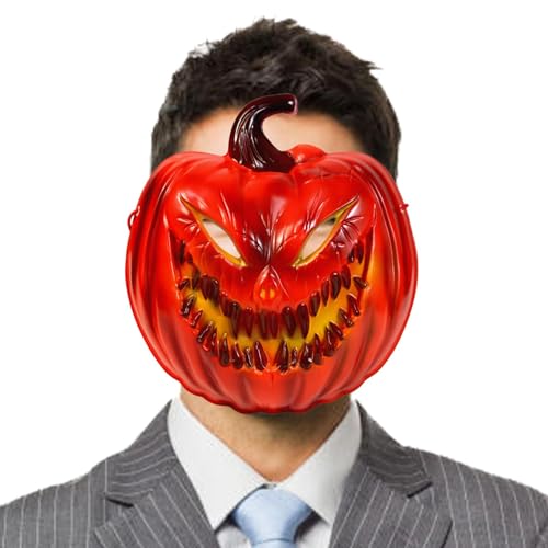 Huyeruie Geister-Kostüm-Zubehör, Halloween-Kürbis-Gesichtsbedeckung, Halloween, Cosplay, Gesichtsmaske, PVC, lustige Urlaubs-Gesichtsabdeckung für Männer und Frauen von Huyeruie