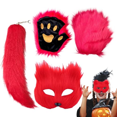 Huyeruie Halloween Tiermaske - Dress Up Maske mit Schwanz und Handschuhen | Halloween Maske, Photo Booth Requisiten für Halloween Dekoration, Kostüm Zubehör Huyeruie Halloween Tiermaske - Dress Up Maske mit Schwanz und Handschuhen | Halloween Maske, Photo Booth Requisiten für Halloween Dekoration, Kostüm Zubehör von Huyeruie