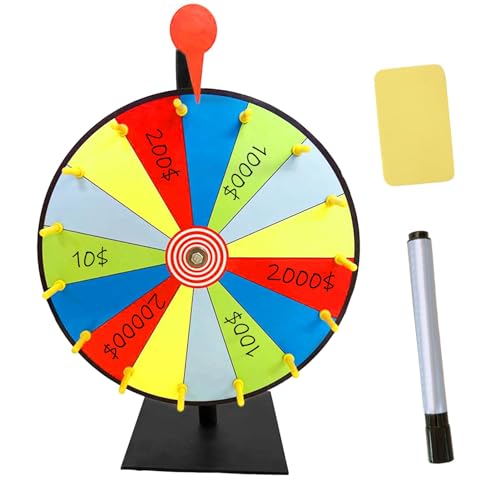 Preisrad – 15 Steckplätze Tisch-Farbe Preisrad | Glücksrad für Preise | Preisrad Spinner mit Ständer | robuster Tisch-Roulette-Spinner für Messen, Fortune Spin von Huyeruie