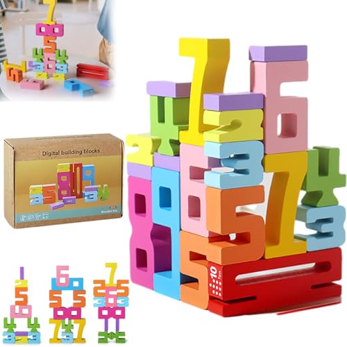 Hviupii Inspired Wooden Number Blocks | Wooden Educational Number Blocks for Kids, Wooden Number Building Block, Number Blocks Toys,Wooden Stacking Building Blocks for Kids (1Set) von Hviupii