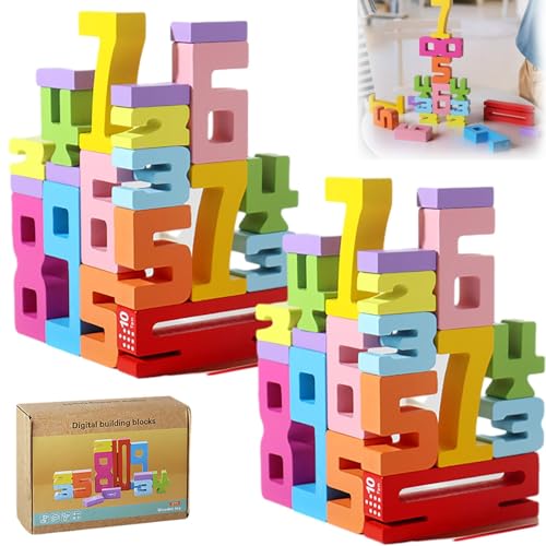 Hviupii Inspired Wooden Number Blocks | Wooden Educational Number Blocks for Kids, Wooden Number Building Block, Number Blocks Toys,Wooden Stacking Building Blocks for Kids (2Set) von Hviupii