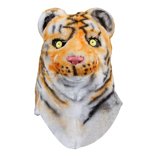 Hworks Beweglicher Mund Tiger Maske Plüsch Vollgesichtsmaske Halloween Cosplay Prop von Hworks