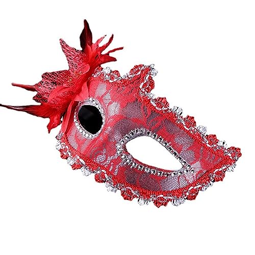 Hworks Cosplay Kostüm Maske Weihnachten Halloween Maske Maskerade Halbes Gesicht Spitze Plus Blume Sexy Festliche Party Damen Gesichtsmaske von Hworks