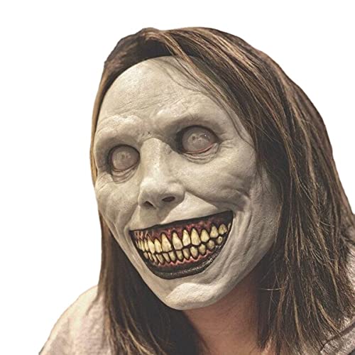 Hworks Devil Smile Maske Latex Vollgesichtsmaske mit Haaren Cosplay Kostüm Requisiten für Halloween Party von Hworks