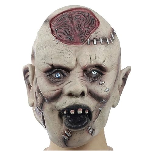Totenkopf Horror Grimasse Latex Maske Horror Kopfbedeckung für Halloween Karneval Kostüm Party Requisiten von Hworks