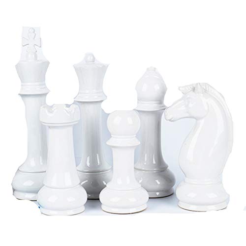 Hwydo Einzigartige Keramik-Schachfiguren, Pferdekönigin, Tischdekoration, 6 Stück (weiß) von Hwydo