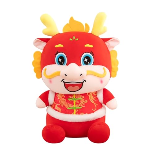 Hxhsgmeh 2024 Chinesisches Neujahr Drache Plüsch Plüschpuppe Tierpuppe Maskottchen Drachenpuppe Stofftier Sternzeichen Drache Spielzeug für die Dekoration des Chinesischen Neujahrs von Hxhsgmeh