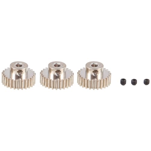 Hxhsgmeh 3 STÜCKE 3,175 mm Welle Metallritzel Motorgetriebe 32DP 48DP 64DP M0.6 M0.8 für 1/10 1/8 RC Auto 3650 3660 Teile 26t von Hxhsgmeh